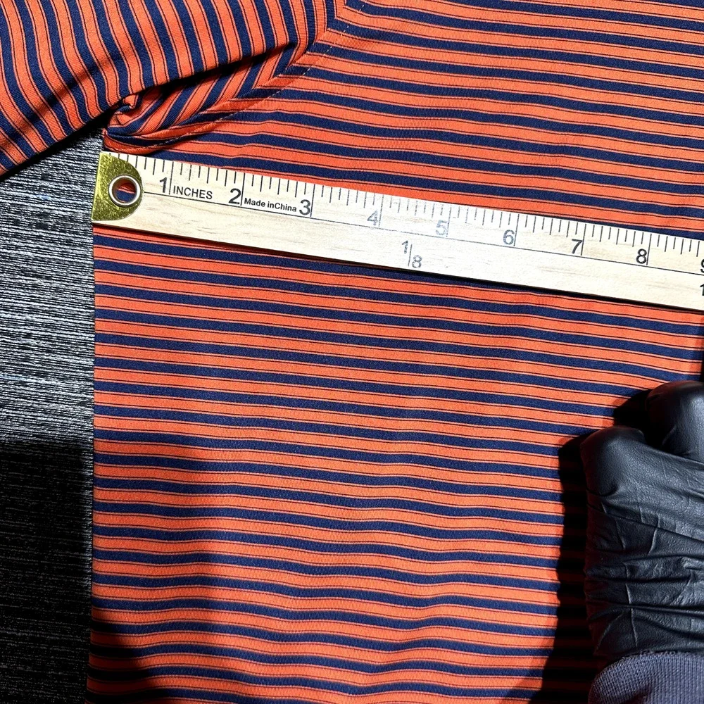 Fairway & Greene Polo Shirt Men's L Blue Orange Striped Hubert Schoemaker USA